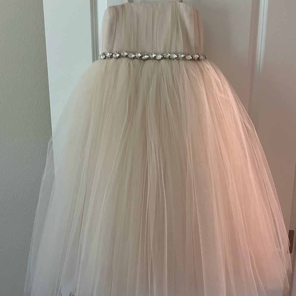 Elegant Cream Kids Dress with Embellished Waist